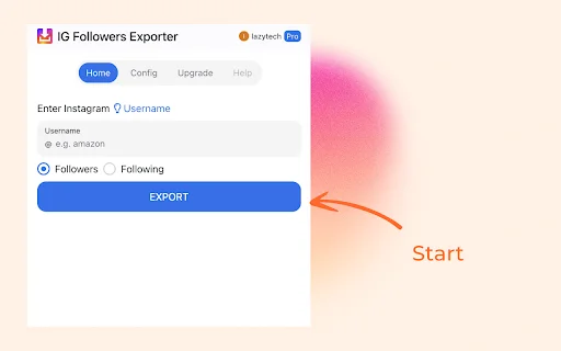 IG Followers Exporter डाउनलोड करें – Instagram डेटा एक्सपोर्ट टूल - Screenshot 1
