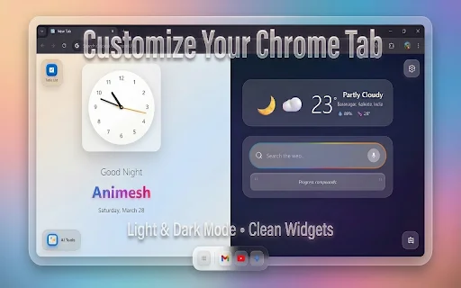 GNT: Glass New Tab डाउनलोड करें – iOS स्टाइल डैशबोर्ड - Screenshot 1