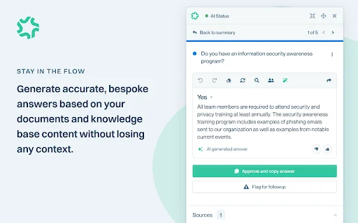 Conveyor Chrome Extension डाउनलोड करें – AI से सुरक्षा प्रश्नों के उत्तर दें - Screenshot 1