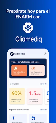 Gliamediq: Simulador ENARM डाउनलोड करें – चिकित्सा परीक्षा की तैयारी - Screenshot 1